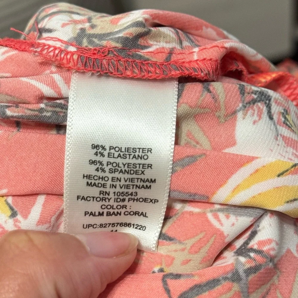 Peter Som For Design Nation Tropical Banana Print Satin Coral Romper Size 14 - Picture 9 of 9